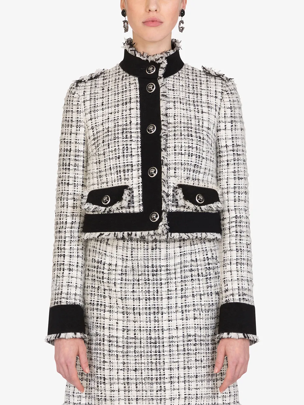 Shop Dolce & Gabbana cropped tweed jacket with Express Delivery - FARFETCH