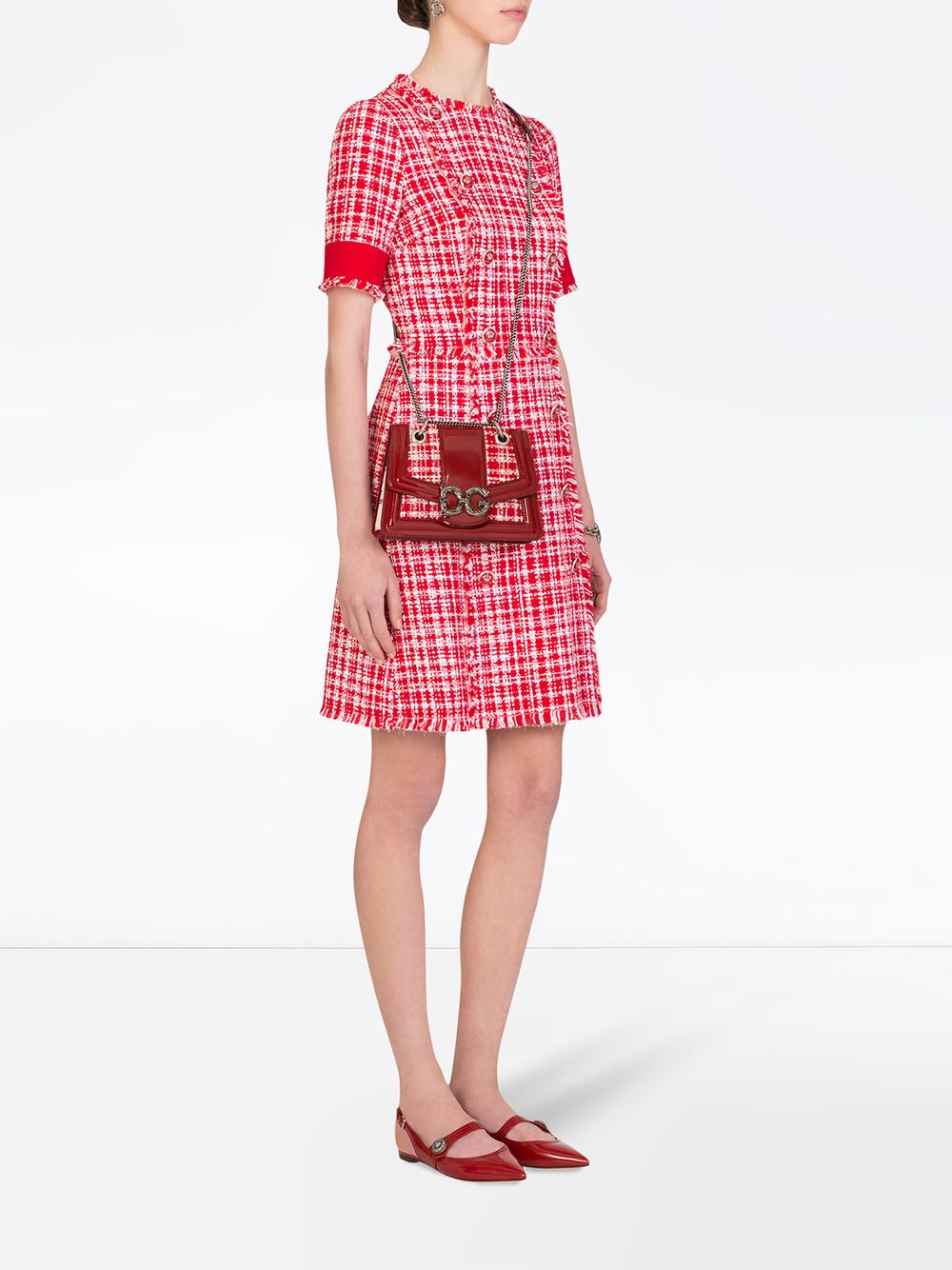 Dolce & Gabbana Tweed midi-jurk - Rood