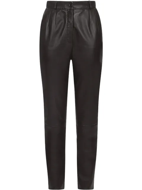 Dolce & Gabbana dar-detail plongé leather trousers
