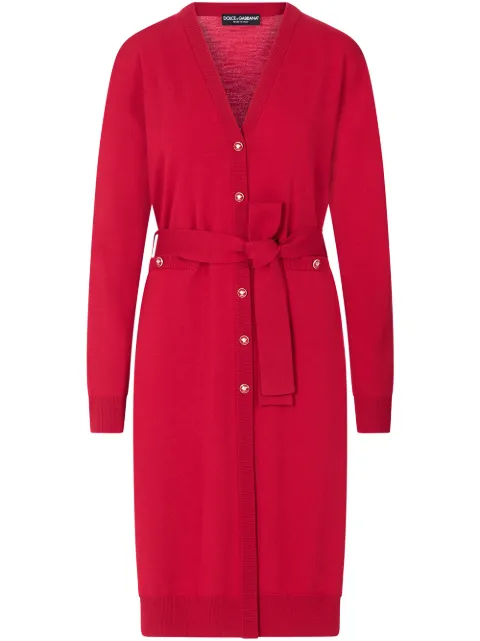 Dolce & Gabbana Cardigan longo com cinto de lã