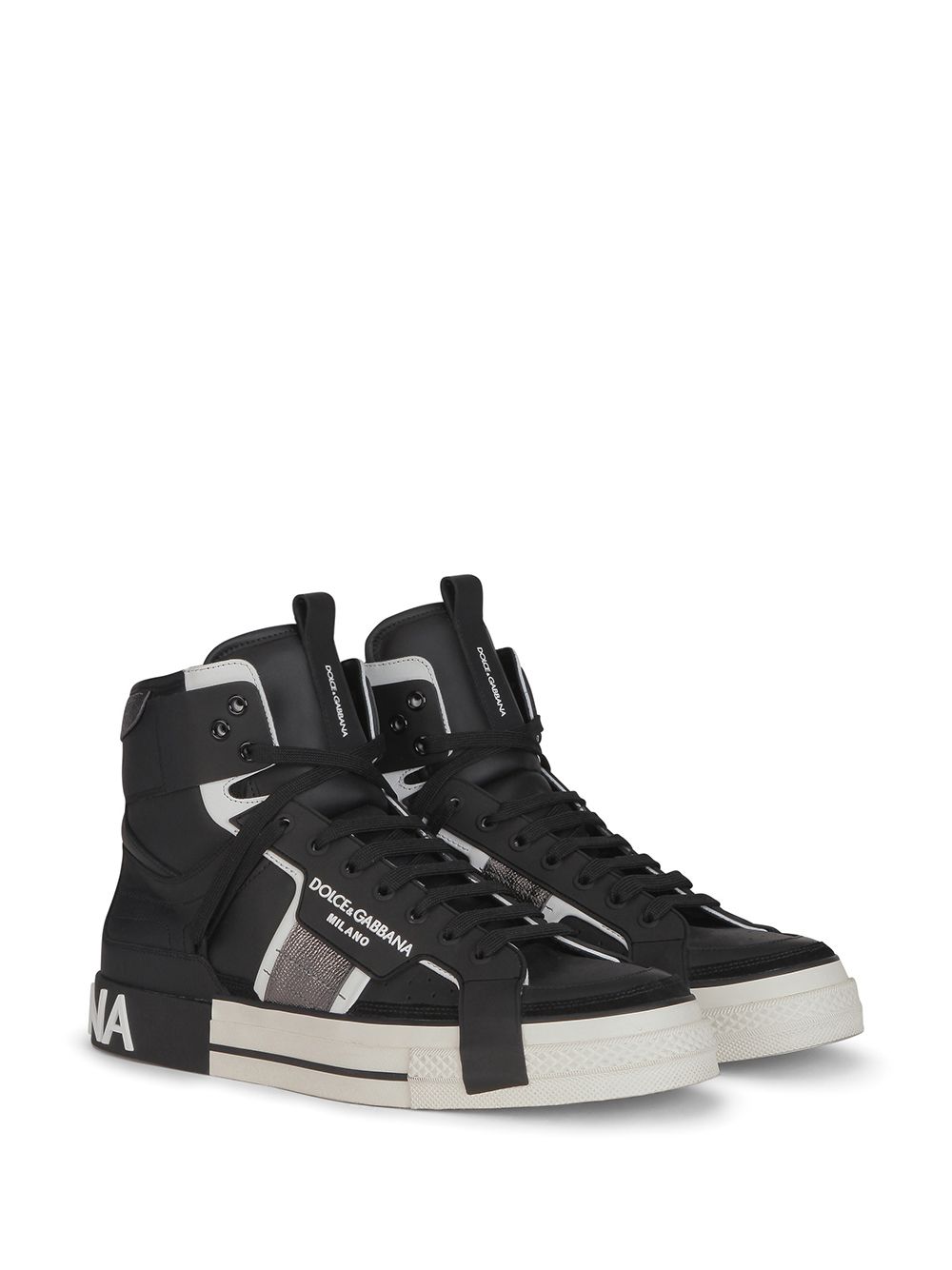 Shop Dolce & Gabbana High-top Lace-up Sneakers In Black