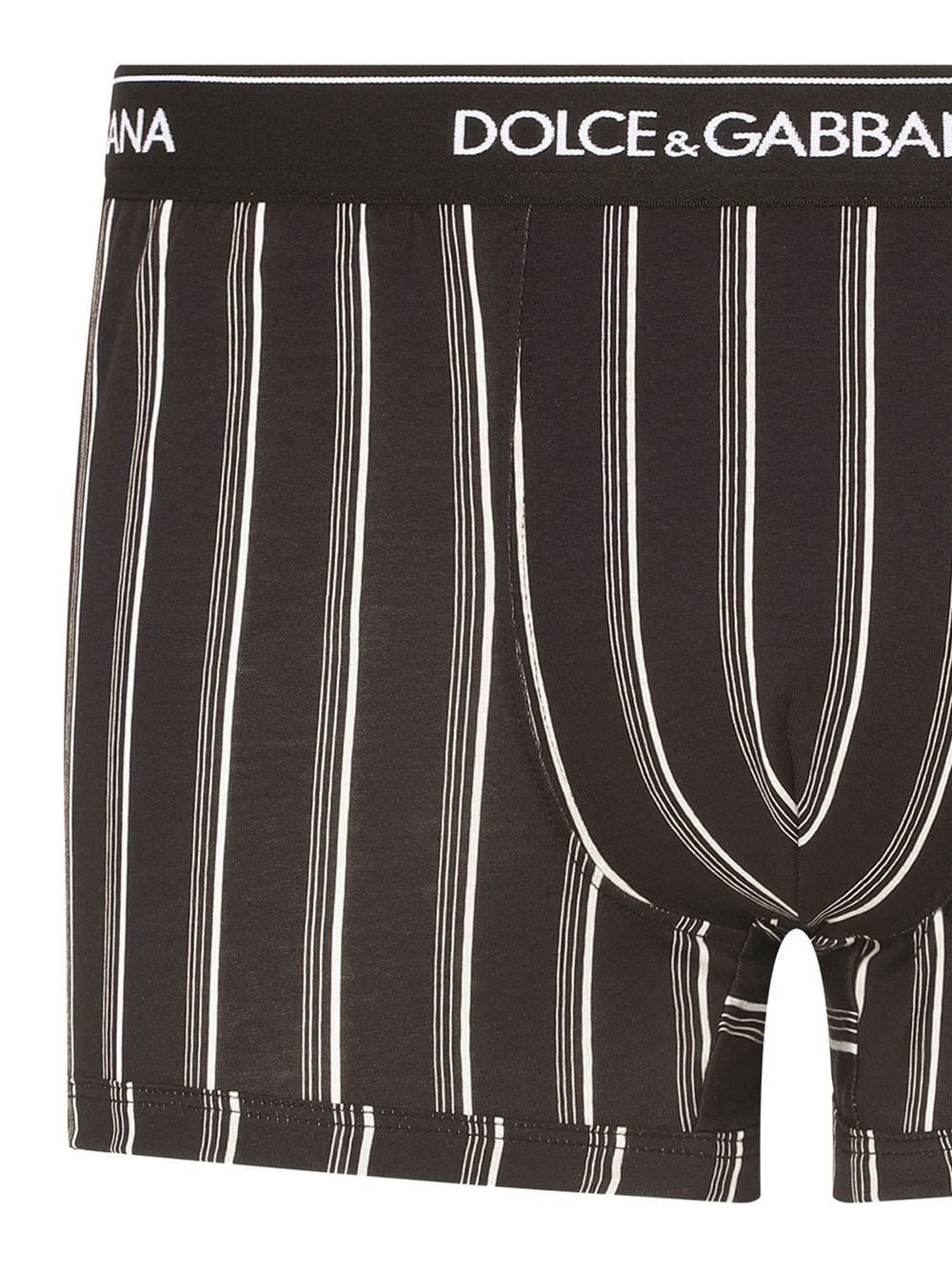 Shop Dolce & Gabbana Logo-waistband Striped Boxers In Black