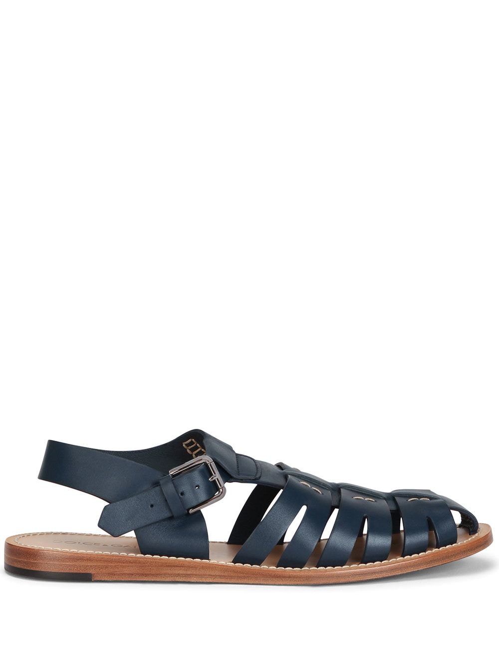 Shop Dolce & Gabbana Pantheon Leather Gladiator Sandals In Blue