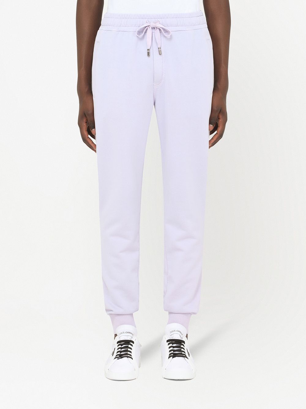 Shop Dolce & Gabbana Tapered-leg Cotton Track Pants In Neutrals