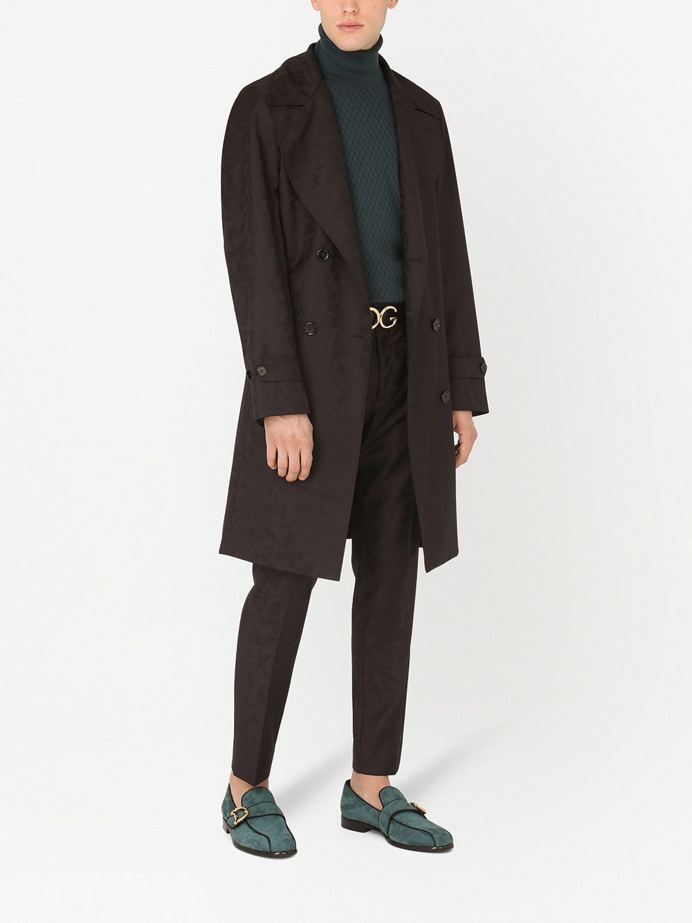 Shop Dolce & Gabbana Jacquard-pattern Cropped Trousers In Black