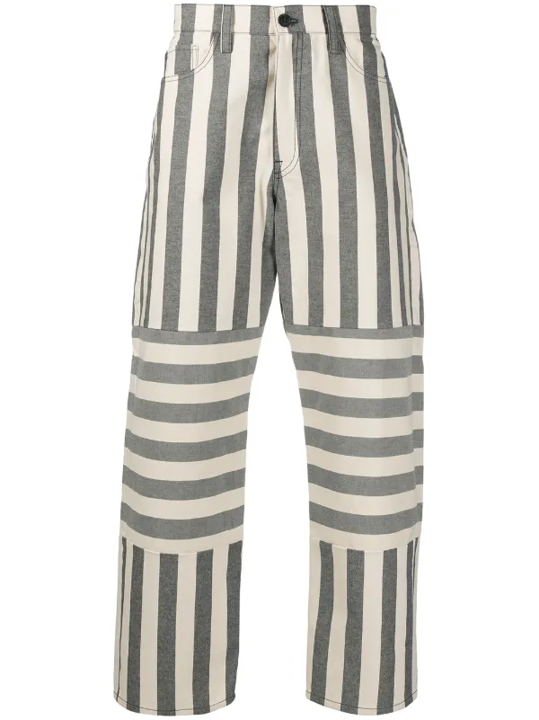 striped straight leg trousers