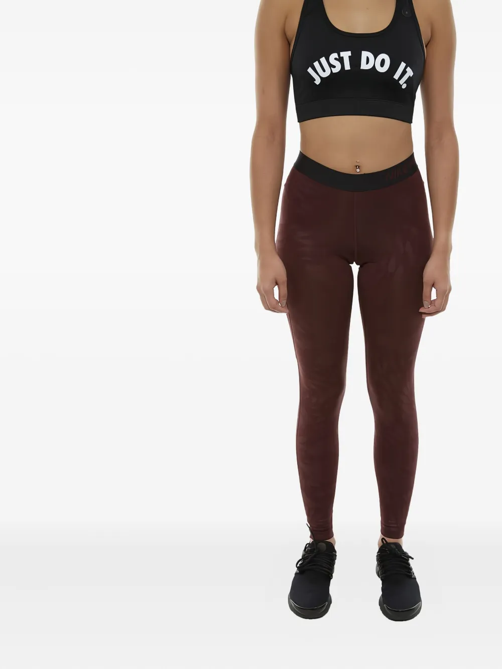Nike Embossed-wing Leggings In Burgundy