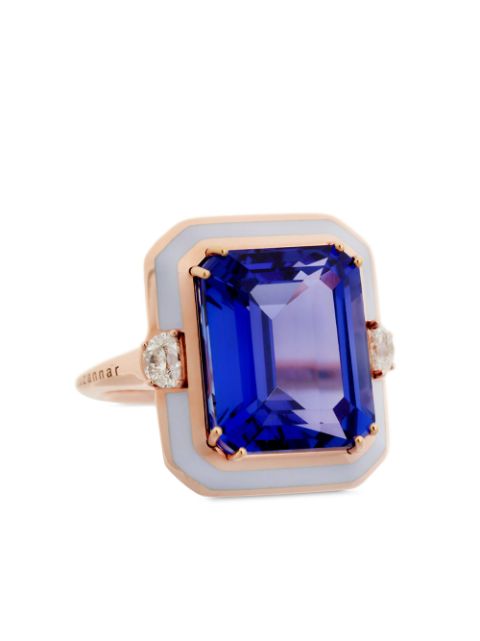 Selim Mouzannar 18kt rose gold, diamond, tanzanite and lilac enamel ring