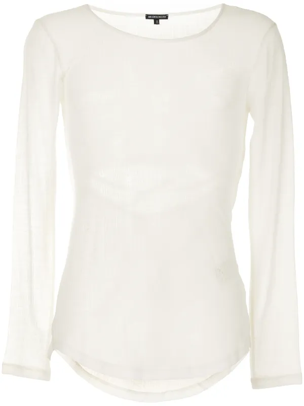 semi sheer long sleeve top