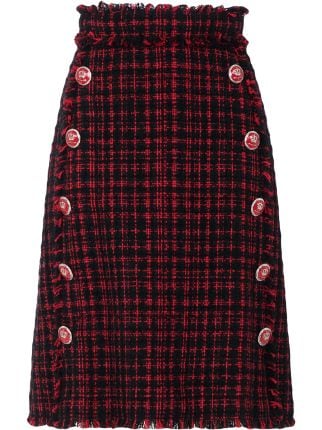 Dolce & Gabbana Tartan Tweed button-embellished Skirt - Farfetch