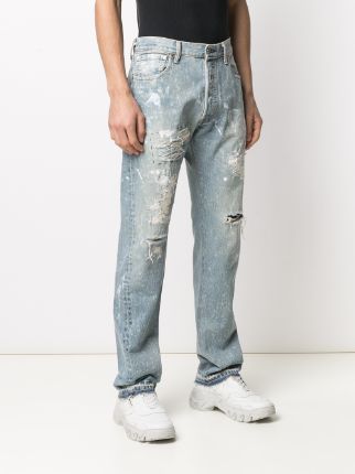 distressed-effect denim jeans展示图