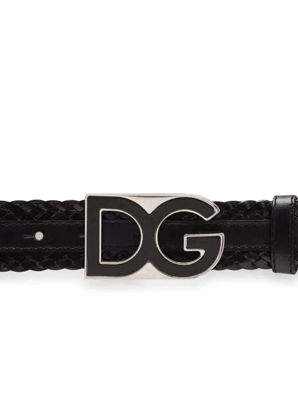 Dolce & Gabbana DG Buckle Interwoven Belt | Black | FARFETCH