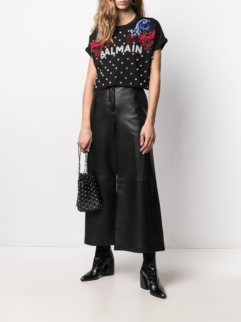 фото Balmain футболка с кристаллами и логотипом