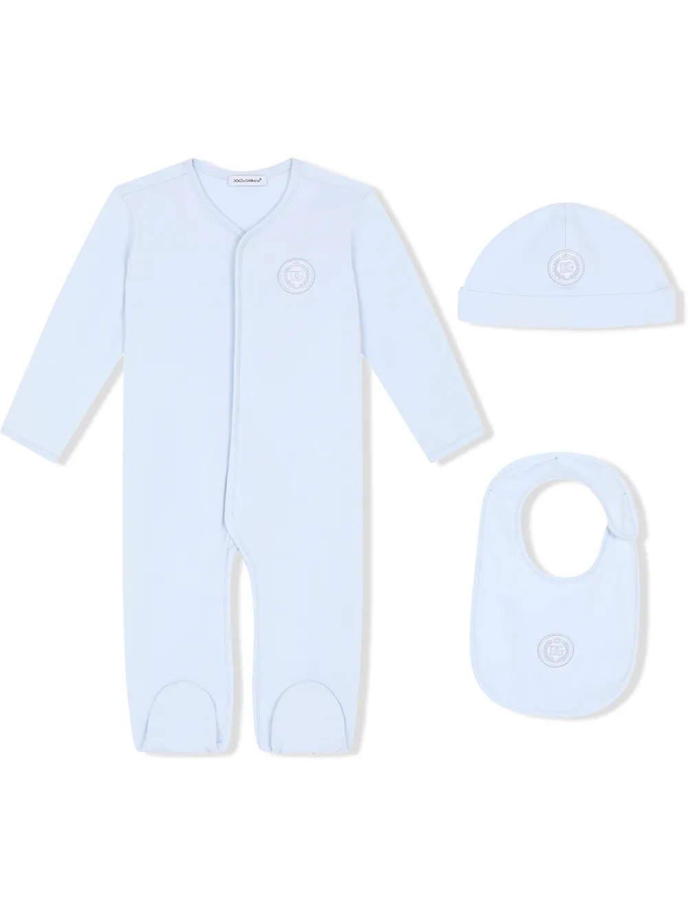 

Dolce & Gabbana Kids DG laurel-patch three-piece pajama set - Blue