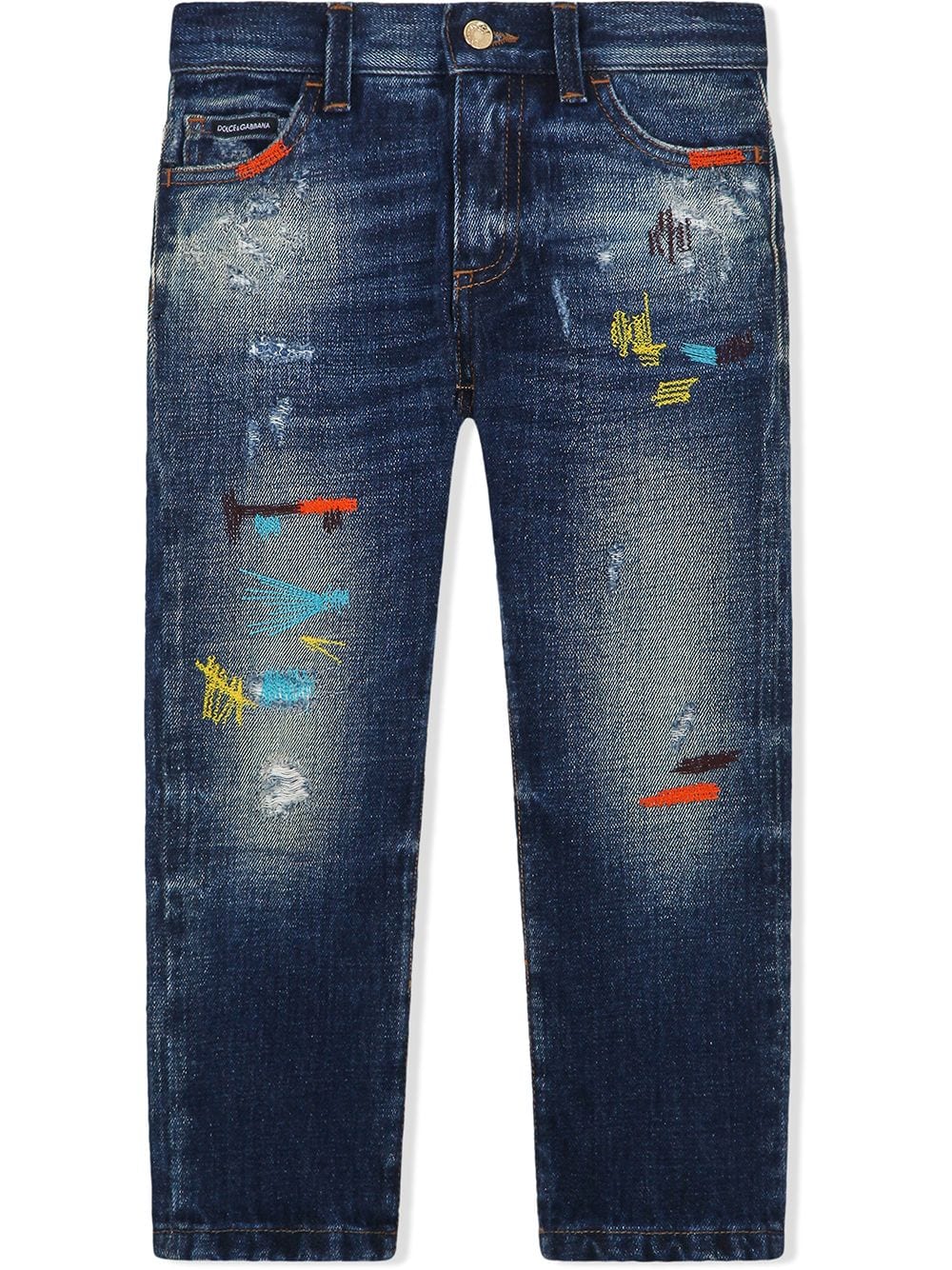 фото Dolce & gabbana kids джинсы с контрастной строчкой