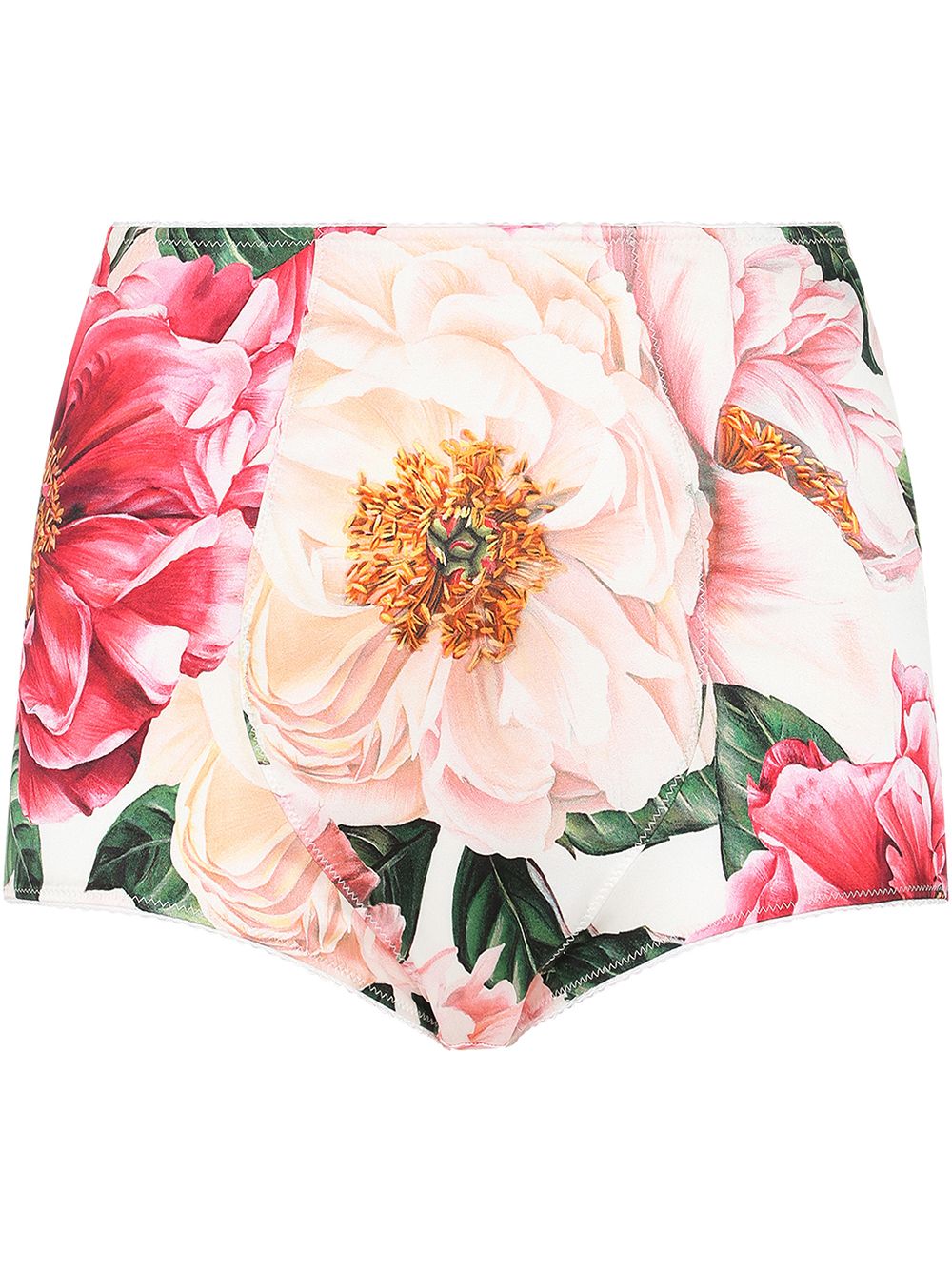 Shop Dolce & Gabbana Floral Print High-waist Briefs In White