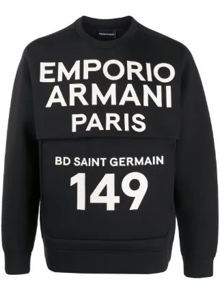 Emporio Armani logo print Panelled Sweatshirt Farfetch