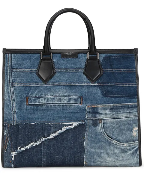 Dolce & Gabbana Bolsa tote jeans Edge com patchwork