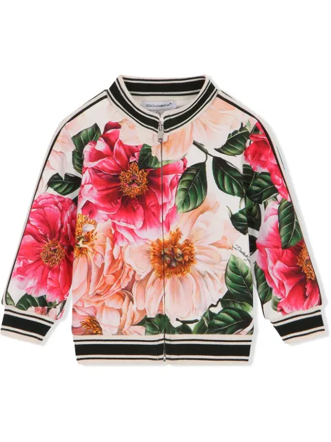 Dolce & Gabbana Kids سويت شيرت بسحاب وطبعة زهور