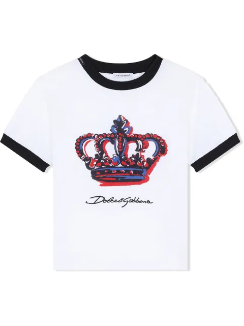 Dolce & Gabbana Kids تيشيرت 'دي جي' بطبعة تاج