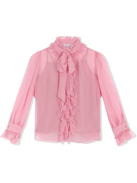 Dolce & Gabbana Kids pussy bow-fastening silk shirt