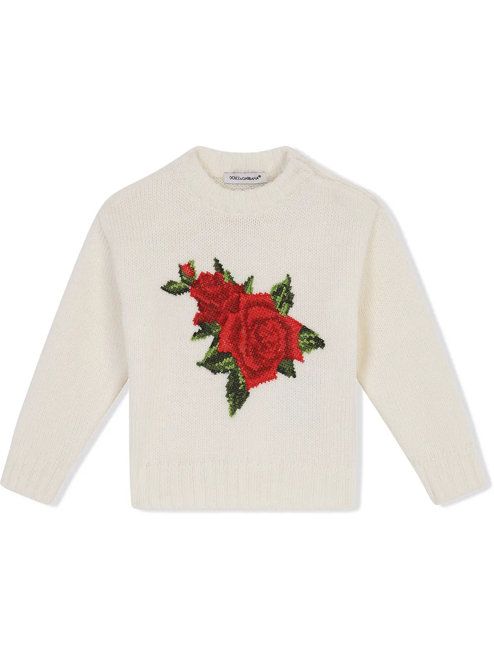 

Dolce & Gabbana Kids suéter con detalle tejido - Blanco