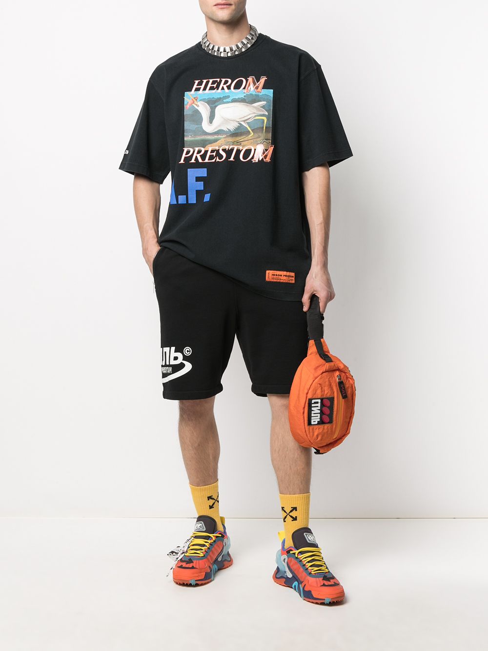 фото Heron preston sweatshorts os ctnmb halo black white