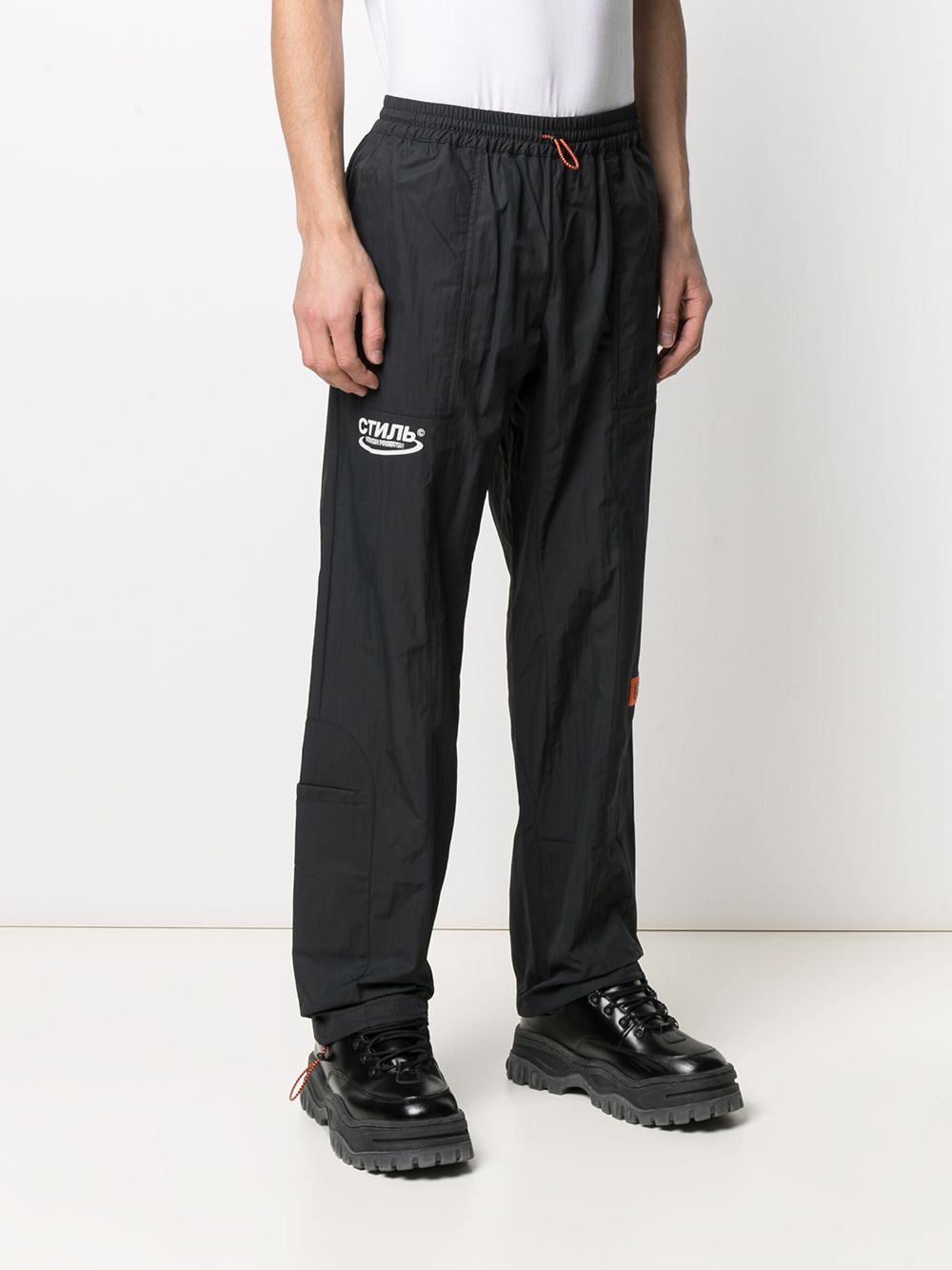 heron preston logo patch track trousers - black