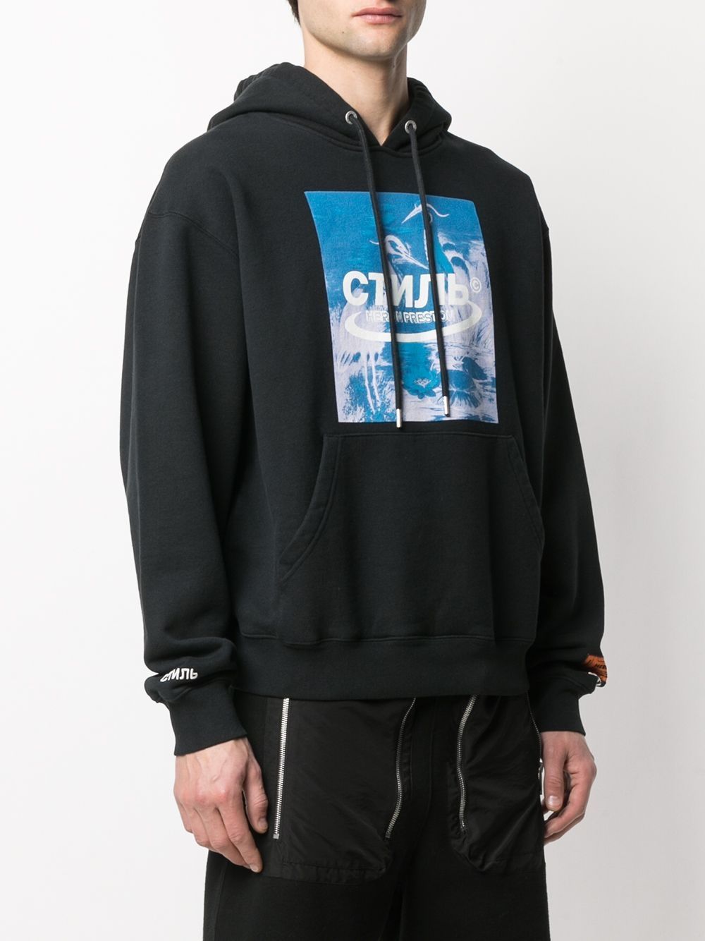 фото Heron preston hoodie herons halo black blue