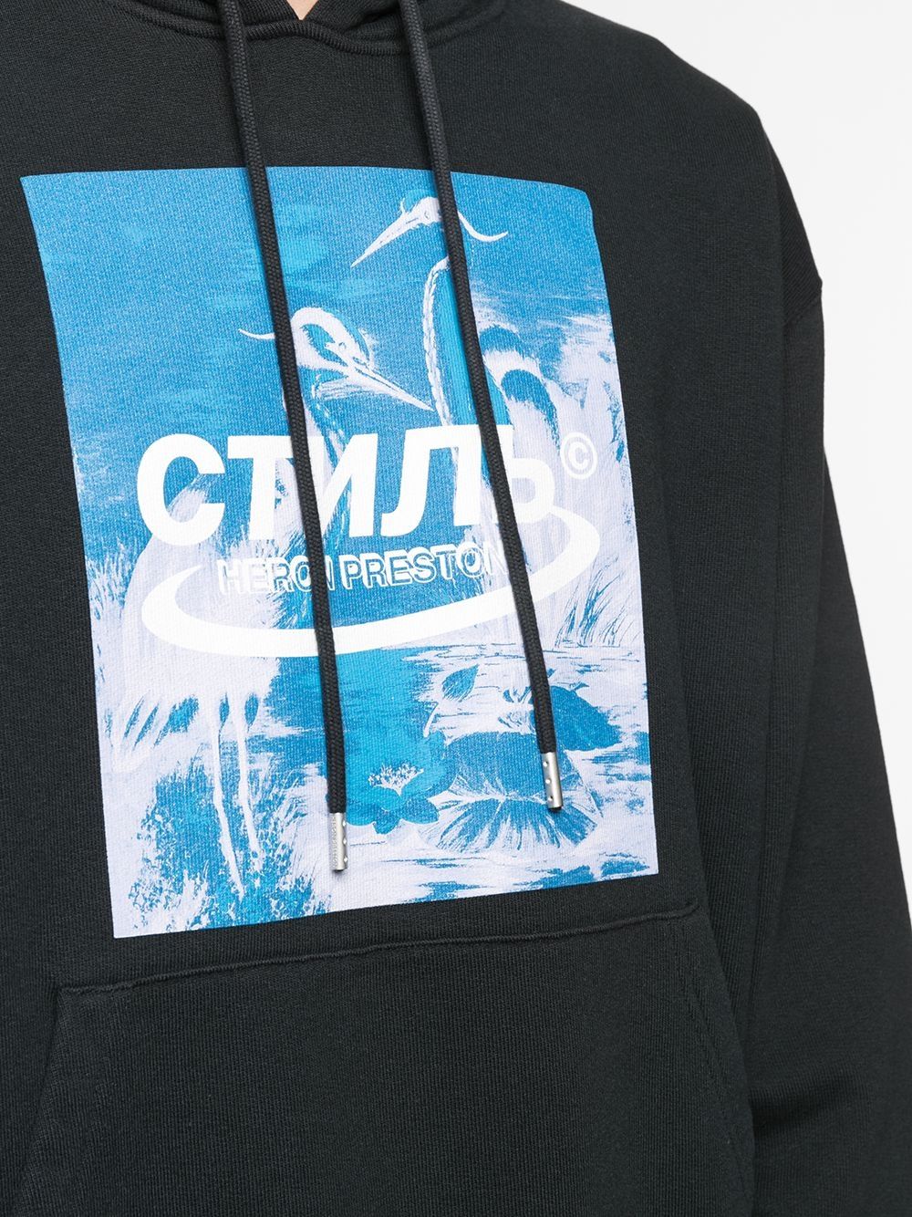 фото Heron preston hoodie herons halo black blue