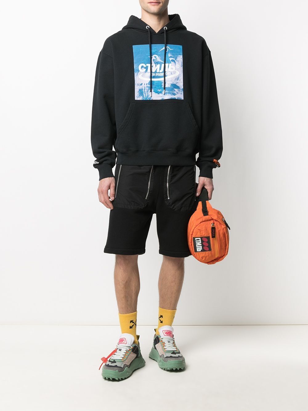 фото Heron preston hoodie herons halo black blue