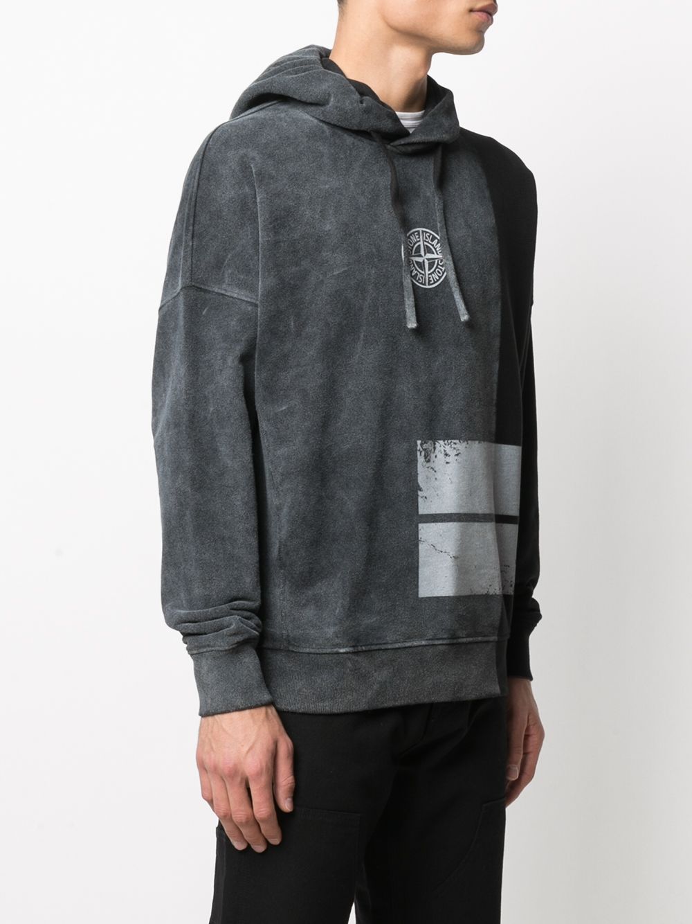 Shop Stone Island Logo-print Hoodie In Black