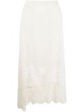 Rabanne split-hem lace midi skirt - Neutrals