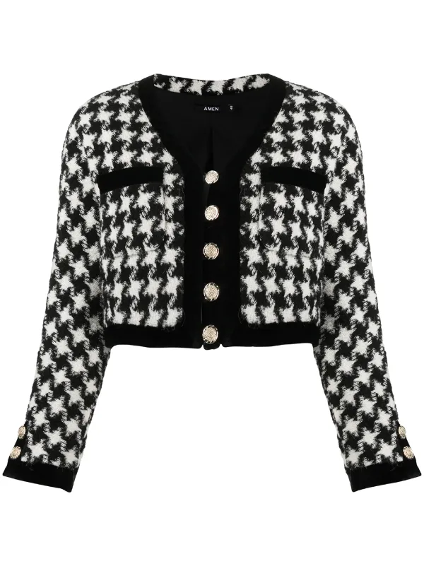 houndstooth cropped jacket