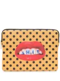Seletti teeth polka-dot print laptop case - Yellow