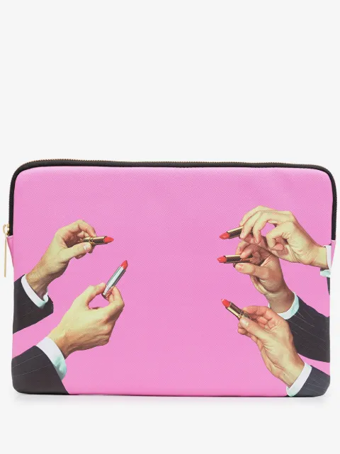 Seletti lipstick-print laptop case