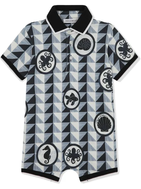 Dolce & Gabbana Kids بودي سوت منقوش بطبعة بحرية