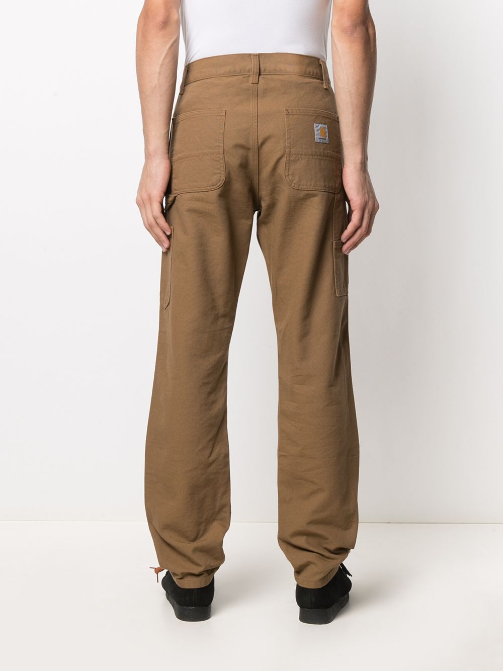 Shop Carhartt Double Knee Organic Cotton Trousers In Brown