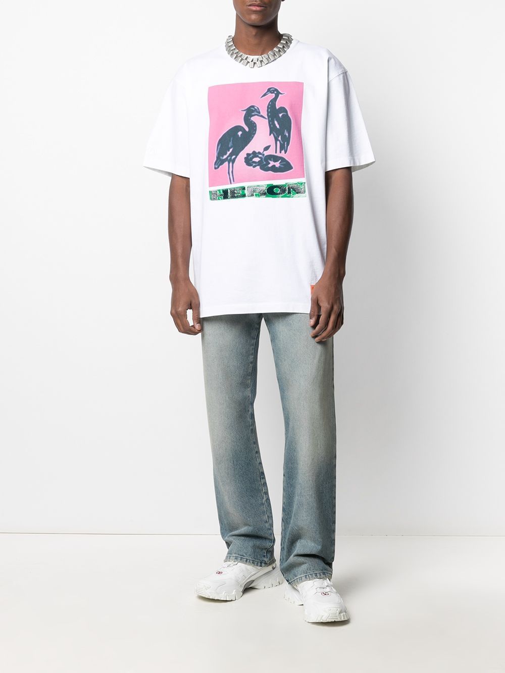 фото Heron preston ss tee es os heron nightshift white pink