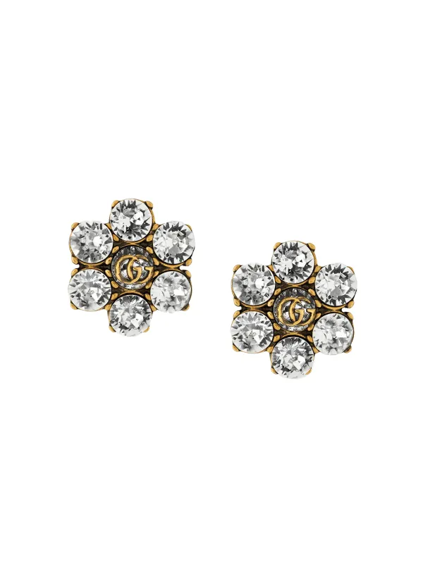 Gucci crystal-embellished Double G clip-on earrings