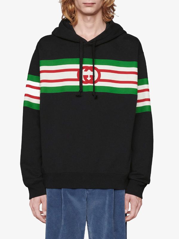 Shop Gucci stripe-print hoodie with Express Delivery - FARFETCH