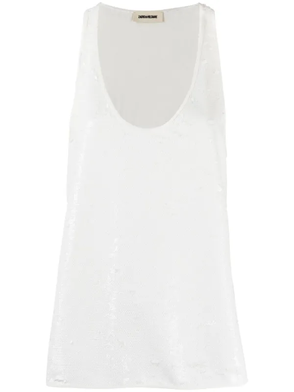 White sequin tank top Clearance