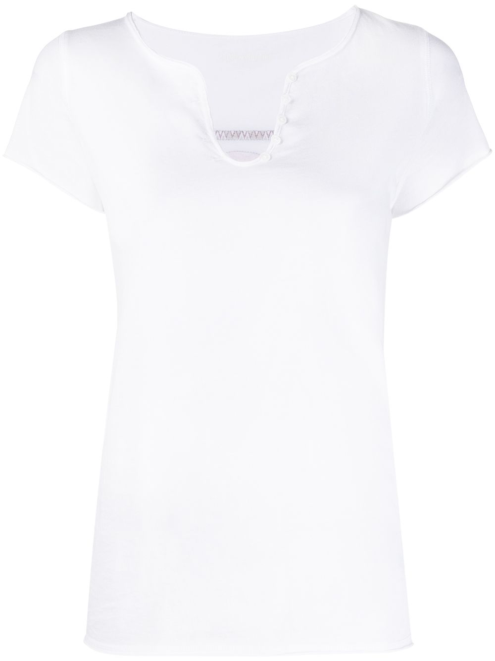 Zadig & Voltaire Flapped V-neck Graphic T-shirt In White