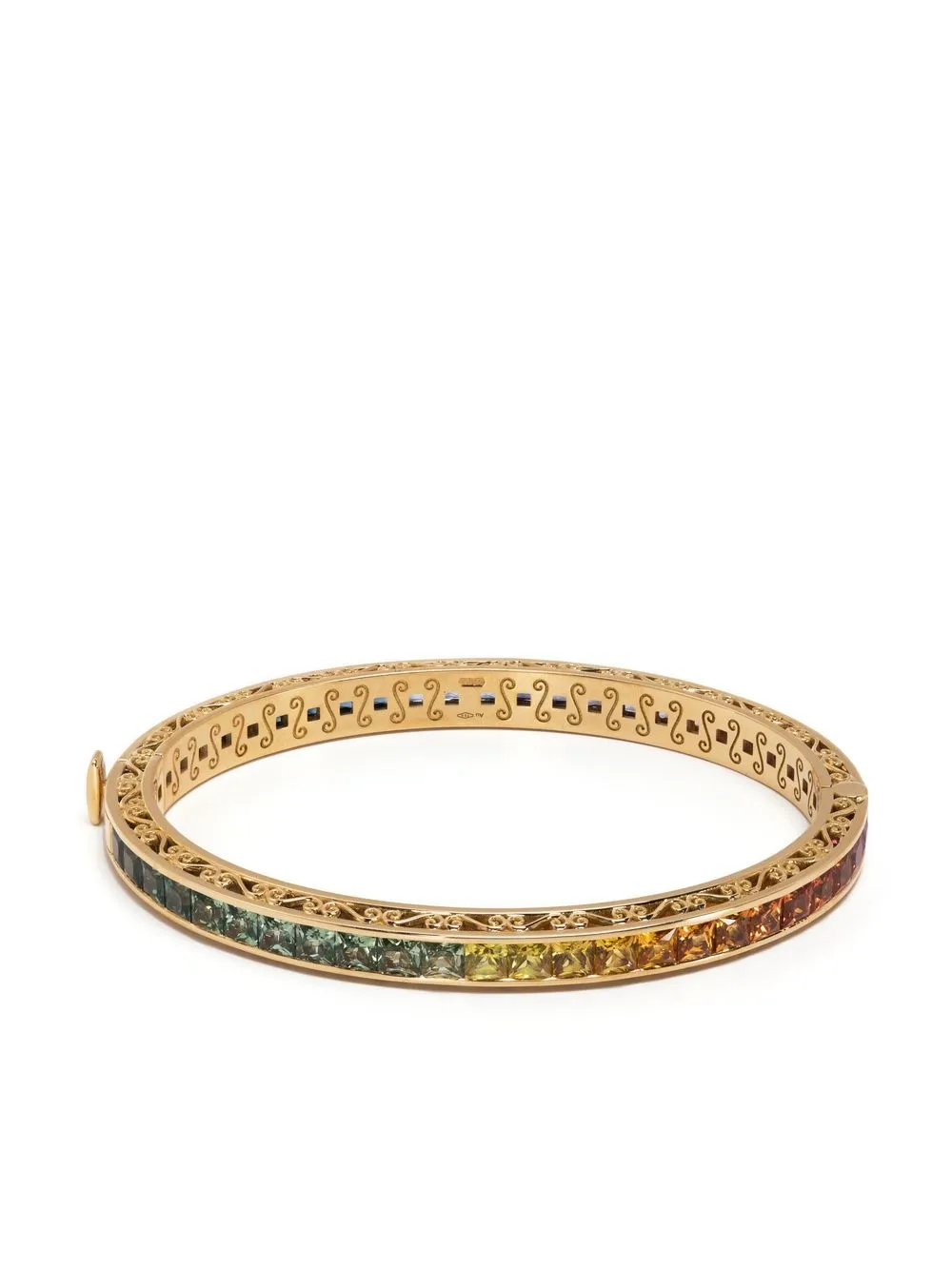 

Dolce & Gabbana 18kt yellow gold princess cut sapphire bangle bracelet