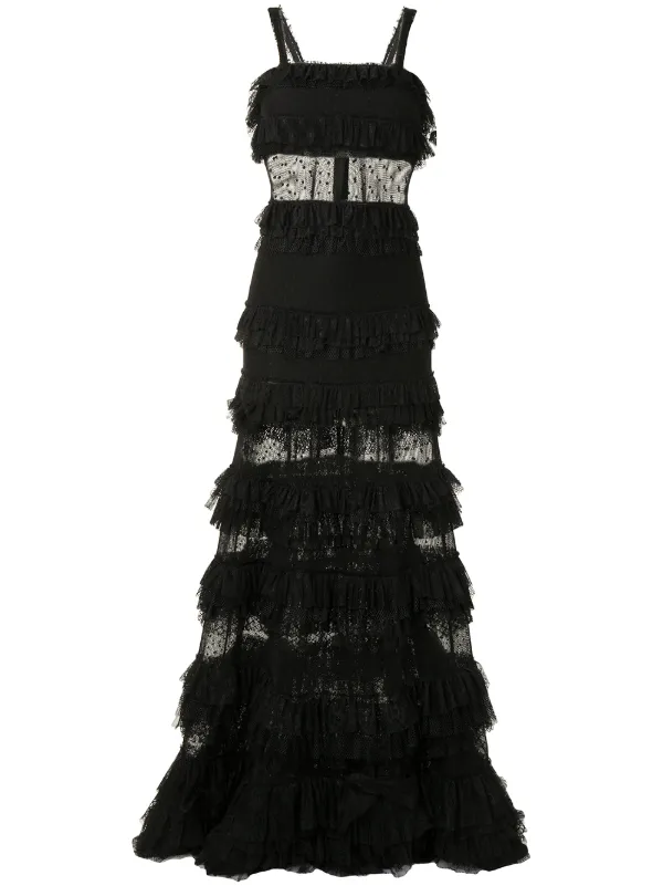 black tiered gown