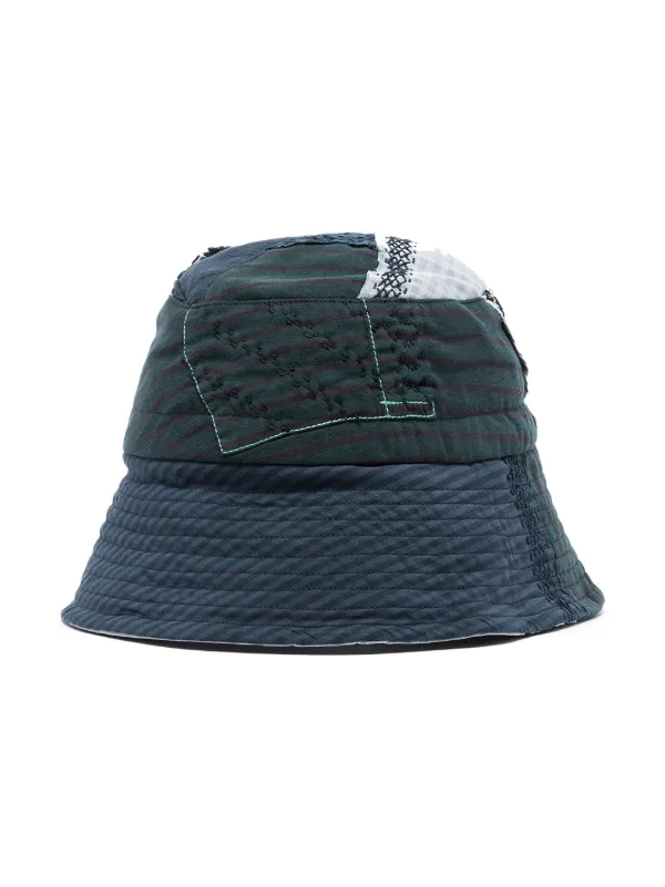 By Walid patchwork-design bucket hat 