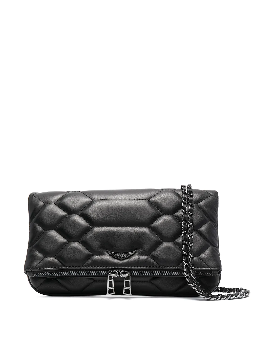 Rock quilted leather clutch