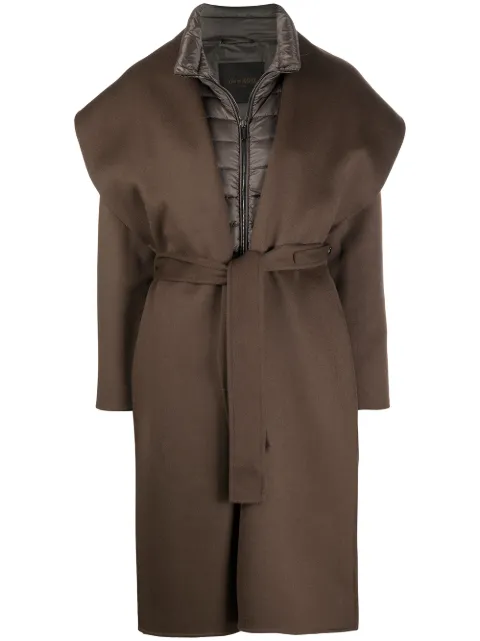 Moorer padded jacket with wrap coat overlay