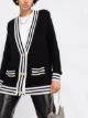 Balmain stripe-trim longline cardigan