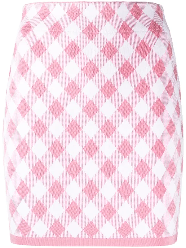 pink check skirt